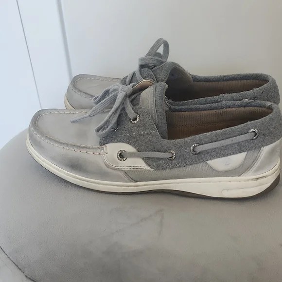 Sperry Gray Loafers with White Sole - Picture 3 of 5